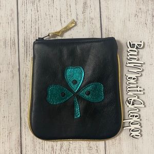 *Verona Black Handmade Specters of the Shamrock Planchette Clover Leather Pouch